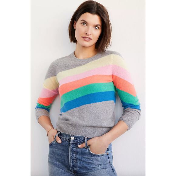 White + Warren Women's Rainbow 100% Cashmere Sweater Size Large - Picture 1 of 12
